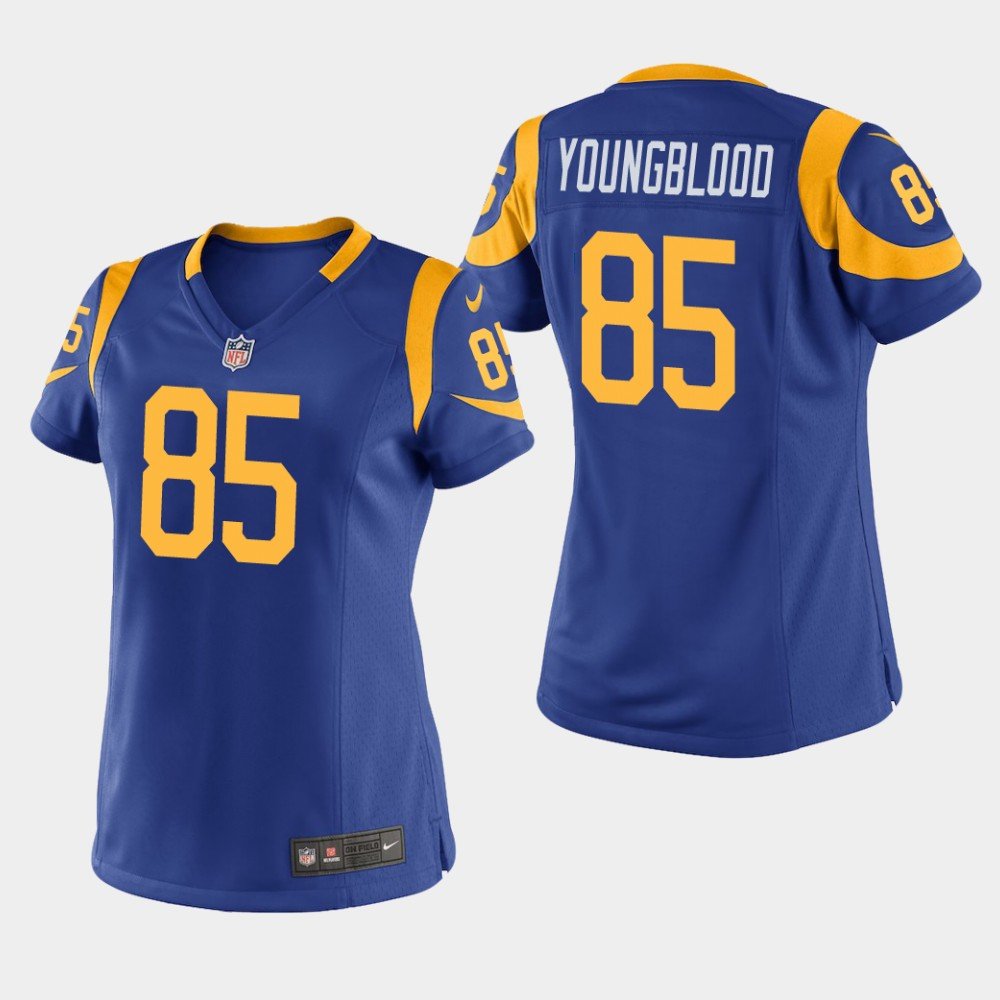 Women's Los Angeles Rams #85 Jack Youngblood Royal Stitched Jersey