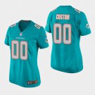 Women's Miami Dolphins #00 Custom Name and Number Aqua Stitched Jersey
