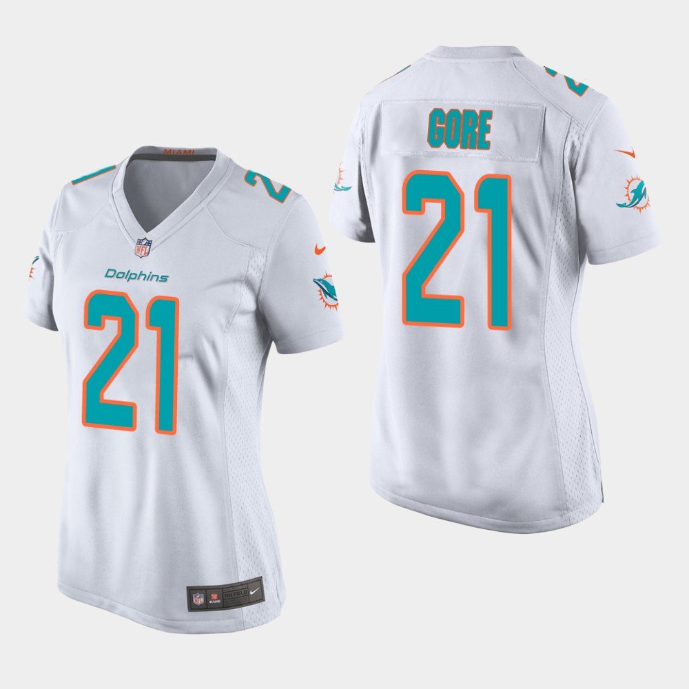 Women's Miami Dolphins #21 Frank Gore White Stitched Jersey