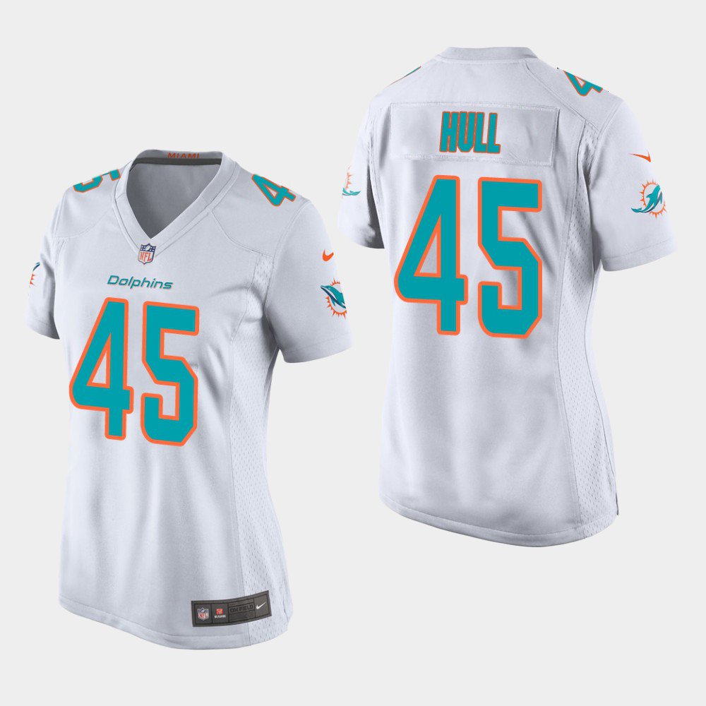 Women's Miami Dolphins #45 Mike Hull White Stitched Jersey