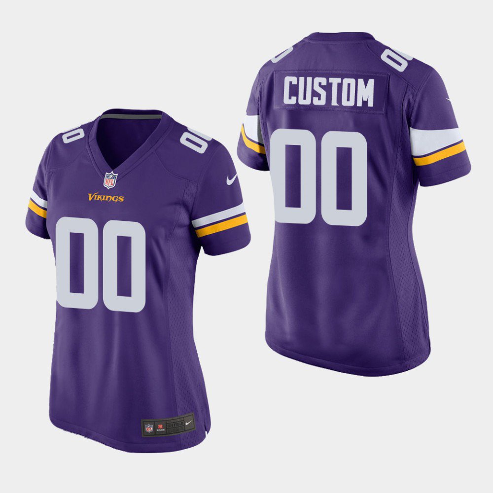 Women's Minnesota Vikings #00 Custom Name and Number Purple Stitched Jersey