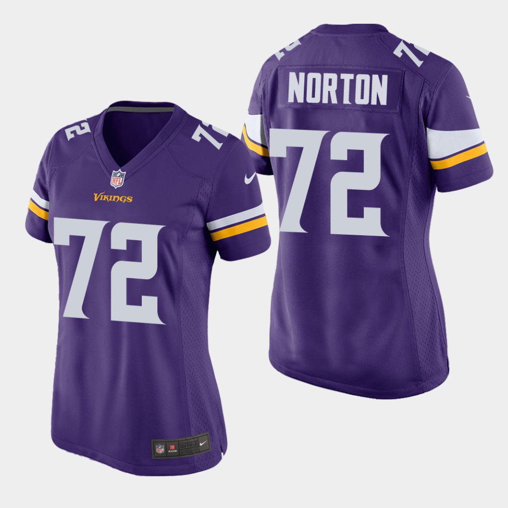 Women's Minnesota Vikings #72 Storm Norton Purple Stitched Jersey