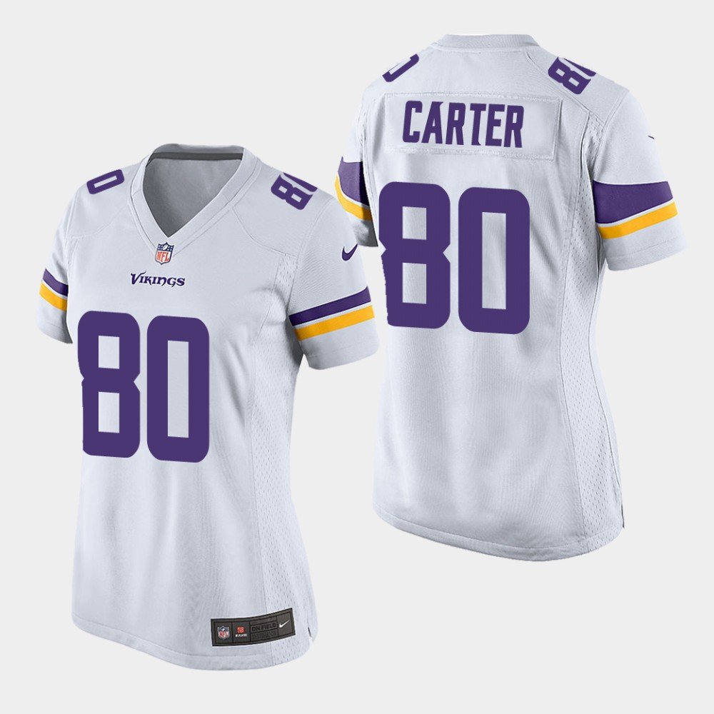 Women's Minnesota Vikings #80 Cris Carter White Stitched Jersey