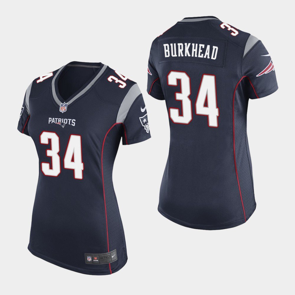Women's New England Patriots #34 Rex Burkhead Navy Stitched Jersey