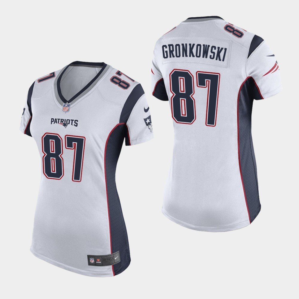 Women's New England Patriots #87 Rob Gronkowski White Stitched Jersey