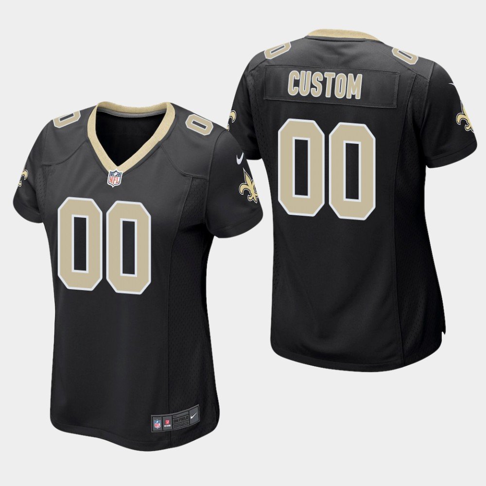 Women's New Orleans Saints #00 Custom Name and Number Black Stitched Jersey