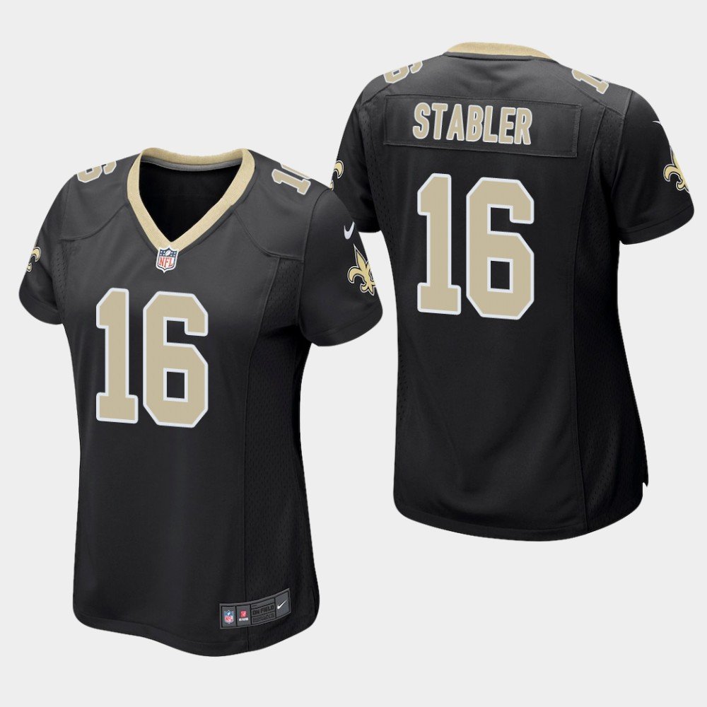 Women's New Orleans Saints #16 Ken Stabler Black Stitched Jersey