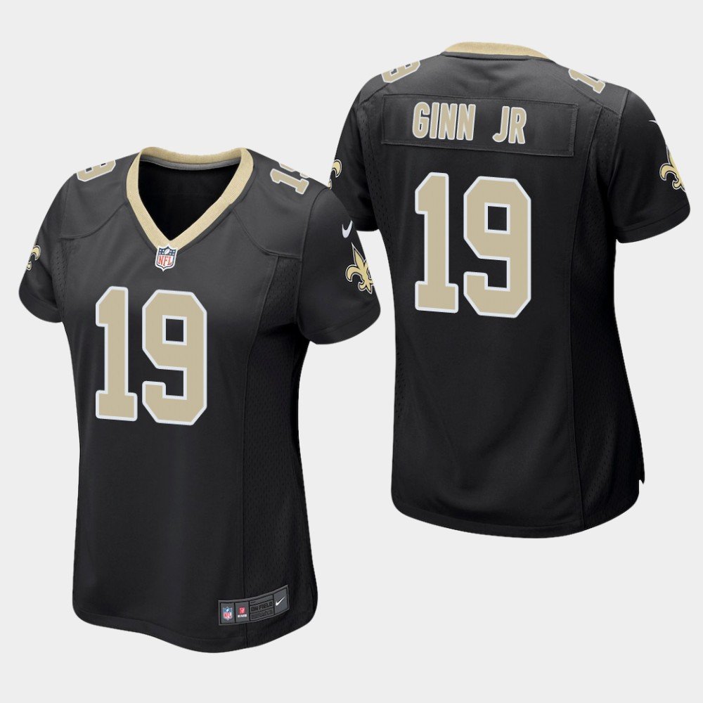 Women's New Orleans Saints #19 Ted Ginn Jr. Black Stitched Jersey