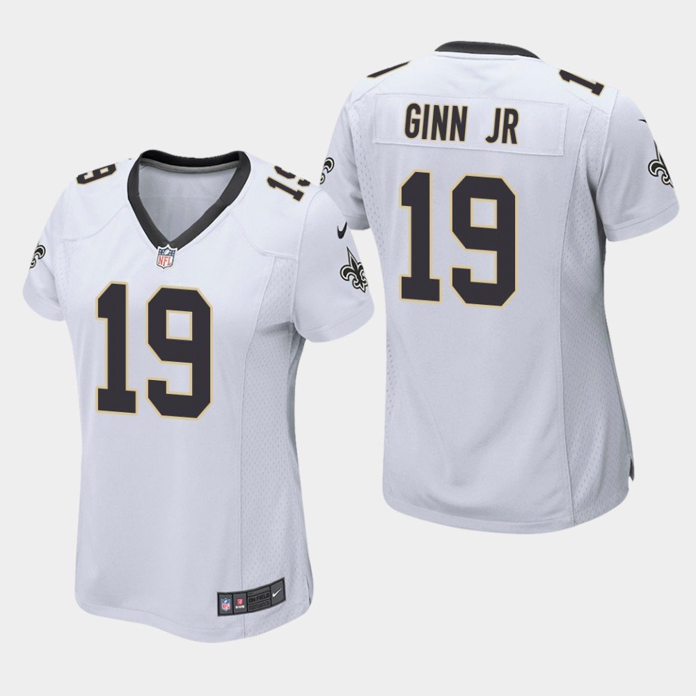 Women's New Orleans Saints #19 Ted Ginn Jr. White Stitched Jersey