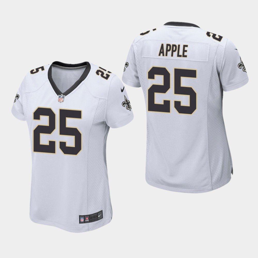 Women's New Orleans Saints #25 Eli Apple White Stitched Jersey
