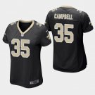 Women's New Orleans Saints #35 Earl Campbell Black Stitched Jersey
