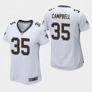 Women's New Orleans Saints #35 Earl Campbell White Stitched Jersey