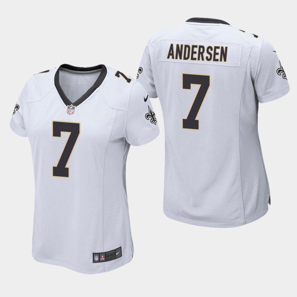 Women's New Orleans Saints #7 Morten Andersen White Stitched Jersey