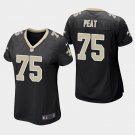 Women's New Orleans Saints #75 Andrus Peat Black Stitched Jersey