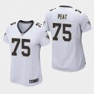 Women's New Orleans Saints #75 Andrus Peat White Stitched Jersey