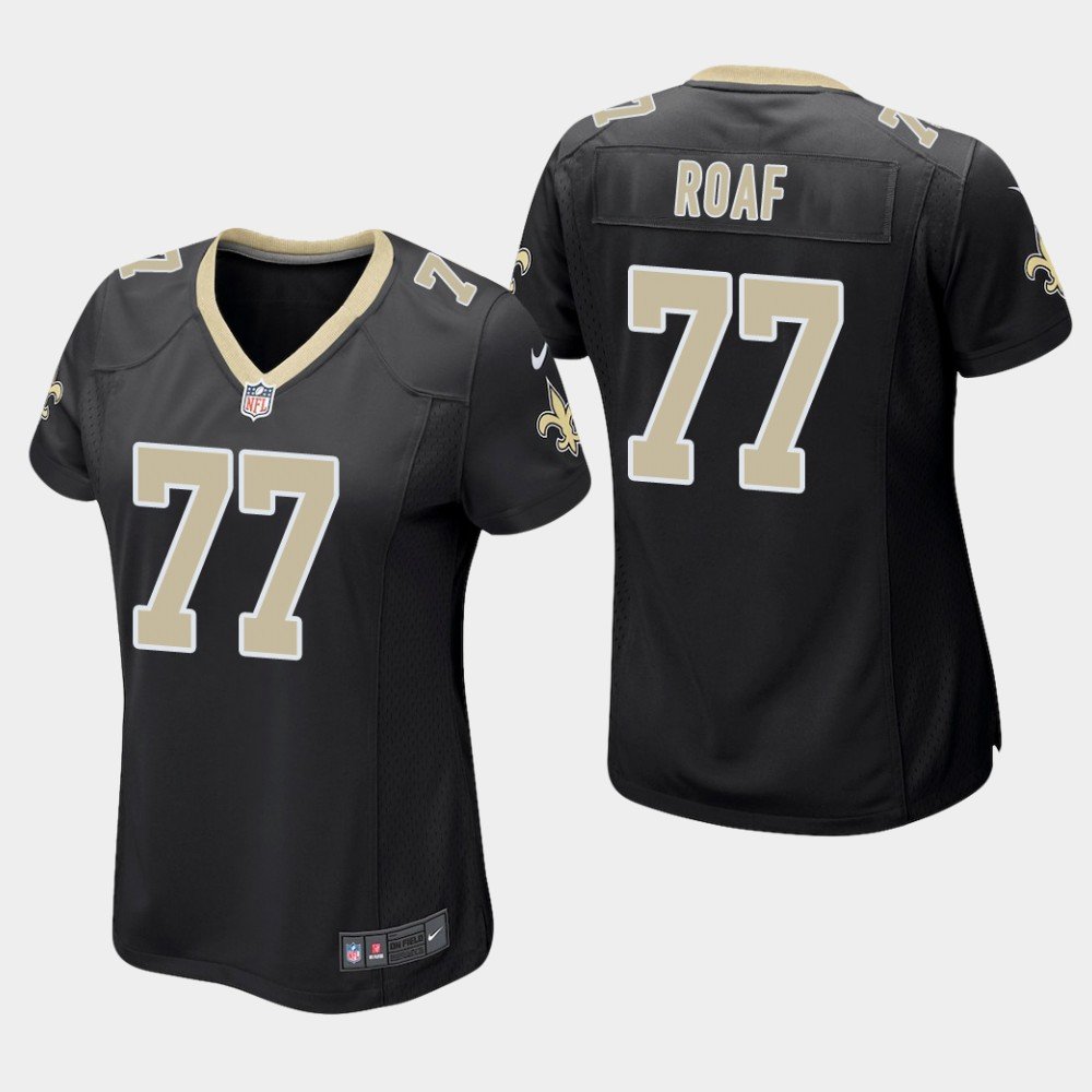 Women's New Orleans Saints #77 Willie Roaf Black Stitched Jersey