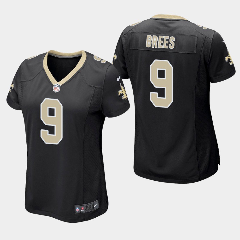 Women's New Orleans Saints #9 Drew Brees Black Stitched Jersey