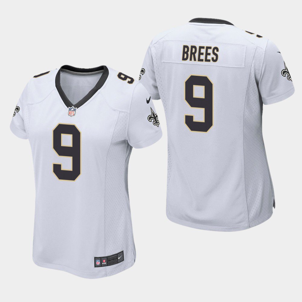 Women's New Orleans Saints #9 Drew Brees White Stitched Jersey