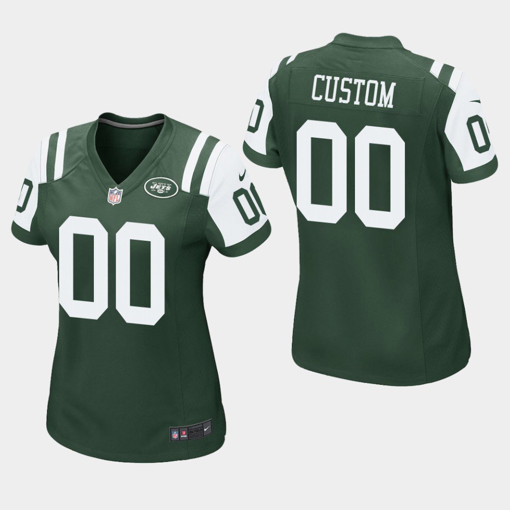 Women's New York Jets #00 Custom Name and Number Green Stitched Jersey