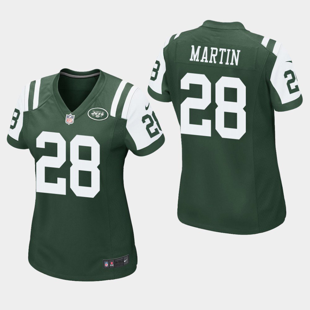 Women's New York Jets #28 Curtis Martin Green Stitched Jersey