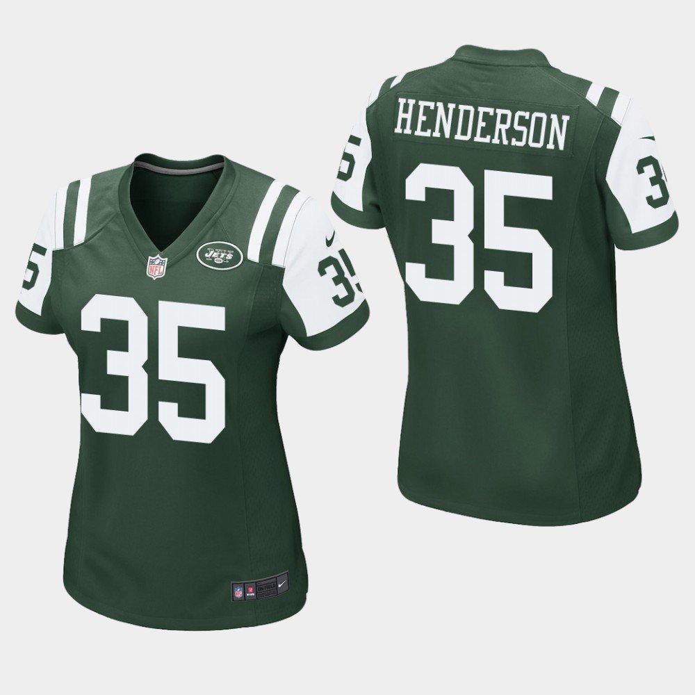Women's New York Jets #35 De'Angelo Henderson Green Stitched Jersey