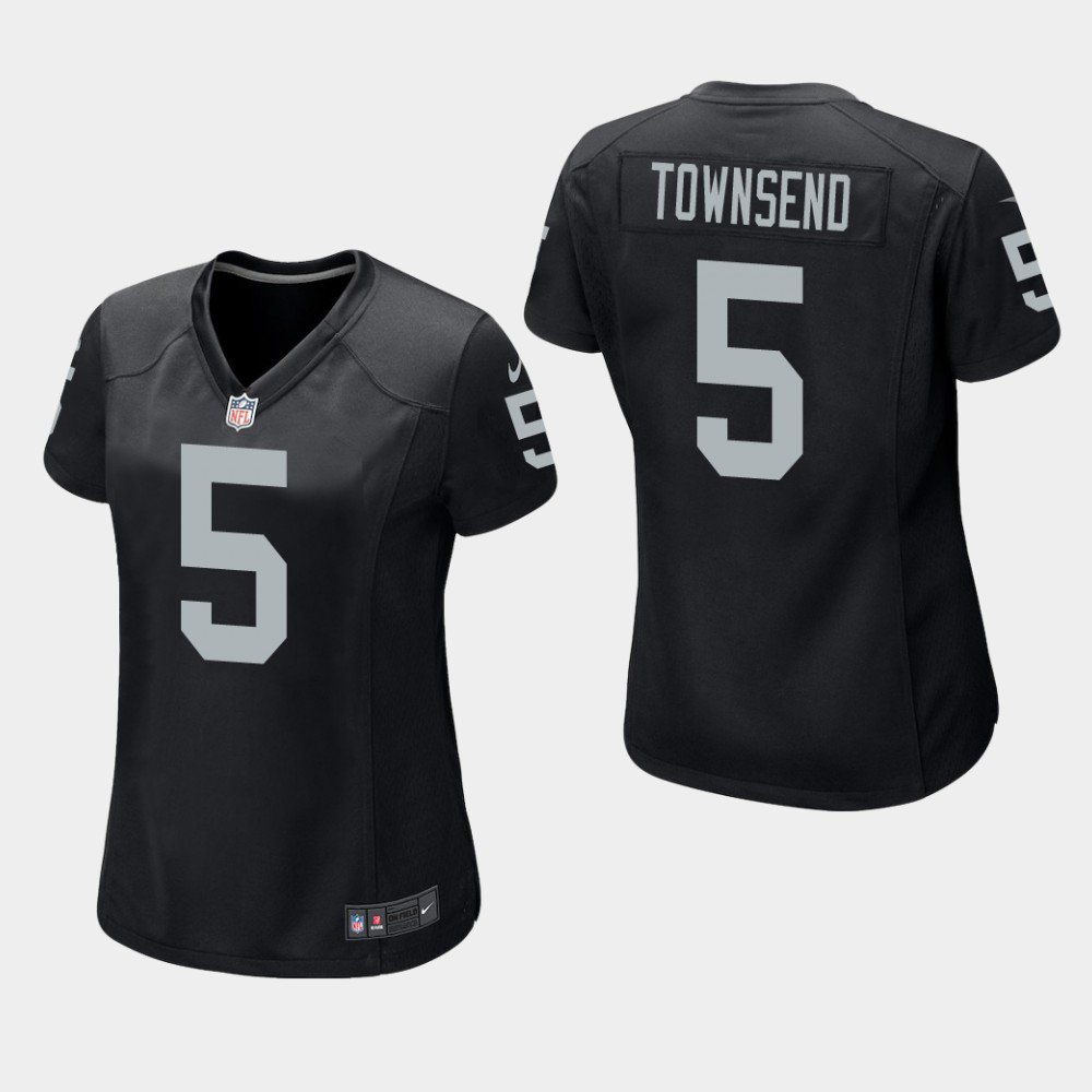 Women's Oakland Raiders #5 Johnny Townsend Black Stitched Jersey