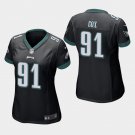 Women's Philadelphia Eagles #91 Fletcher Cox Black Stitched Jersey