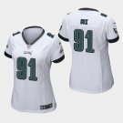Women's Philadelphia Eagles #91 Fletcher Cox White Stitched Jersey