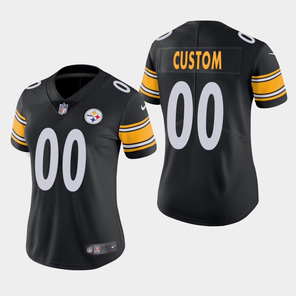Women's Pittsburgh Steelers #00 Custom Name and Number Black Stitched Jersey