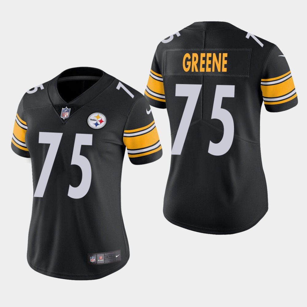 Women's Pittsburgh Steelers #75 Mean Joe Greene Black Stitched Jersey