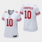 Women's San Francisco 49ers #10 Jimmy Garoppolo White Stitched Jersey