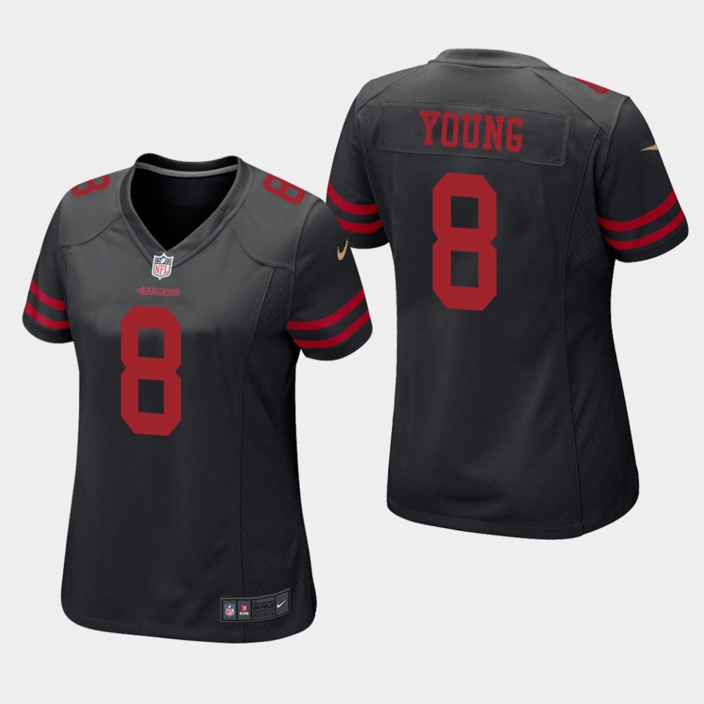 Women's San Francisco 49ers #8 Steve Young Black Stitched Jersey