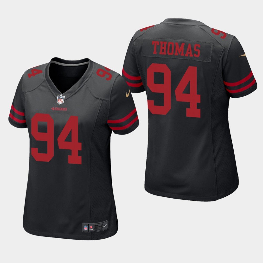 Women's San Francisco 49ers #94 Solomon Thomas Black Stitched Jersey