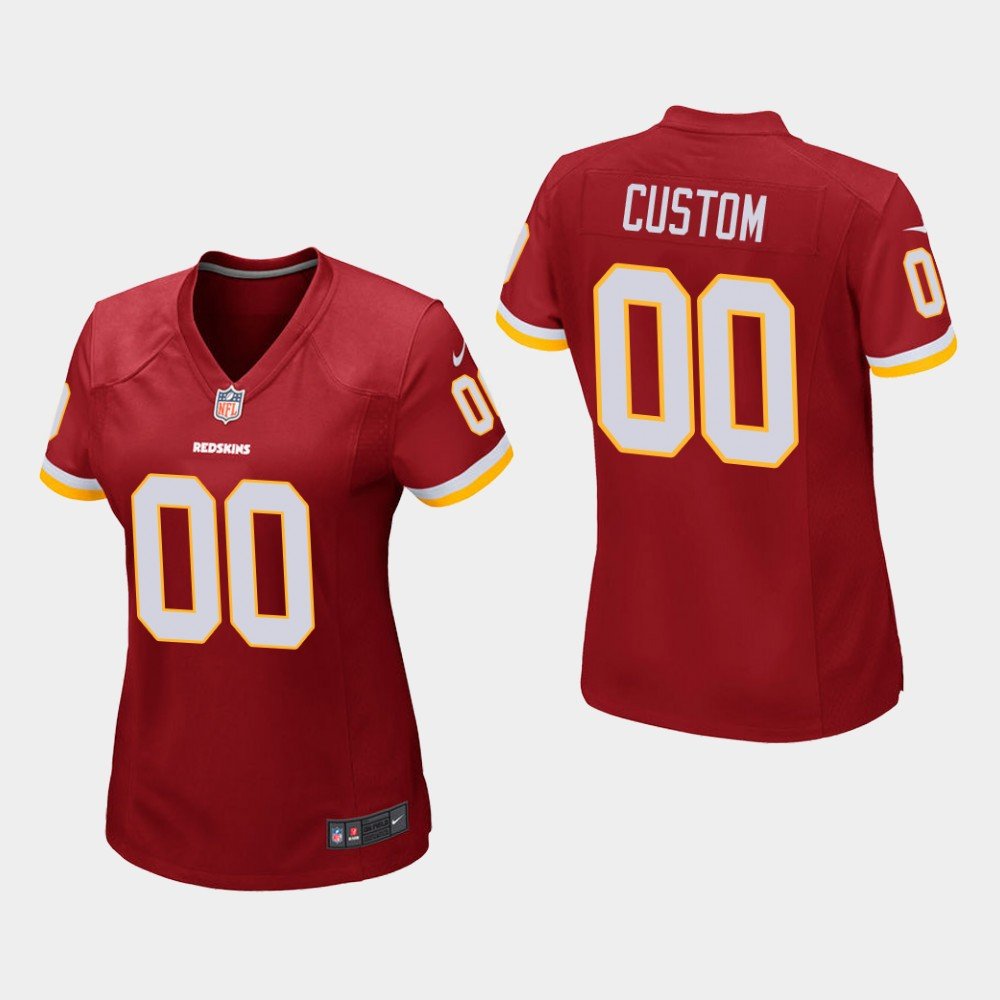 Women's Washington Redskins #00 Custom Name and Number Burgundy Stitched Jersey