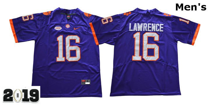 Tigers 16 Trevor Lawrence Purple NCAA Clemson Tigers 2019 Championship Jersey