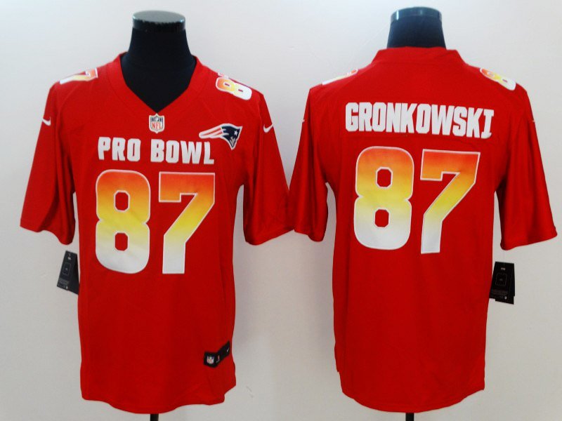 Men's 2019 Pro Bowl Patriots #87 Rob Gronkowski Red AFC Game Jersey