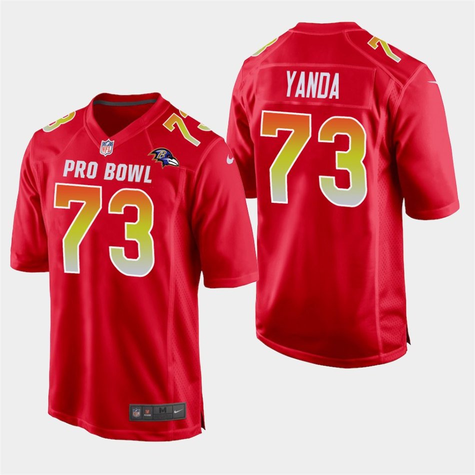 Men's 2019 Pro Bowl Baltimore Ravens #73 Marshal Yanda Red AFC Game Jersey