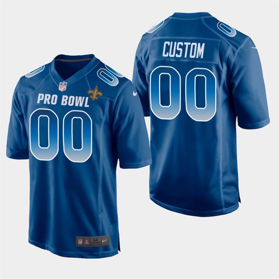 Men's 2019 Pro Bowl New Orleans Saints #00 Custom Name and Number Blue NFC Game Jersey
