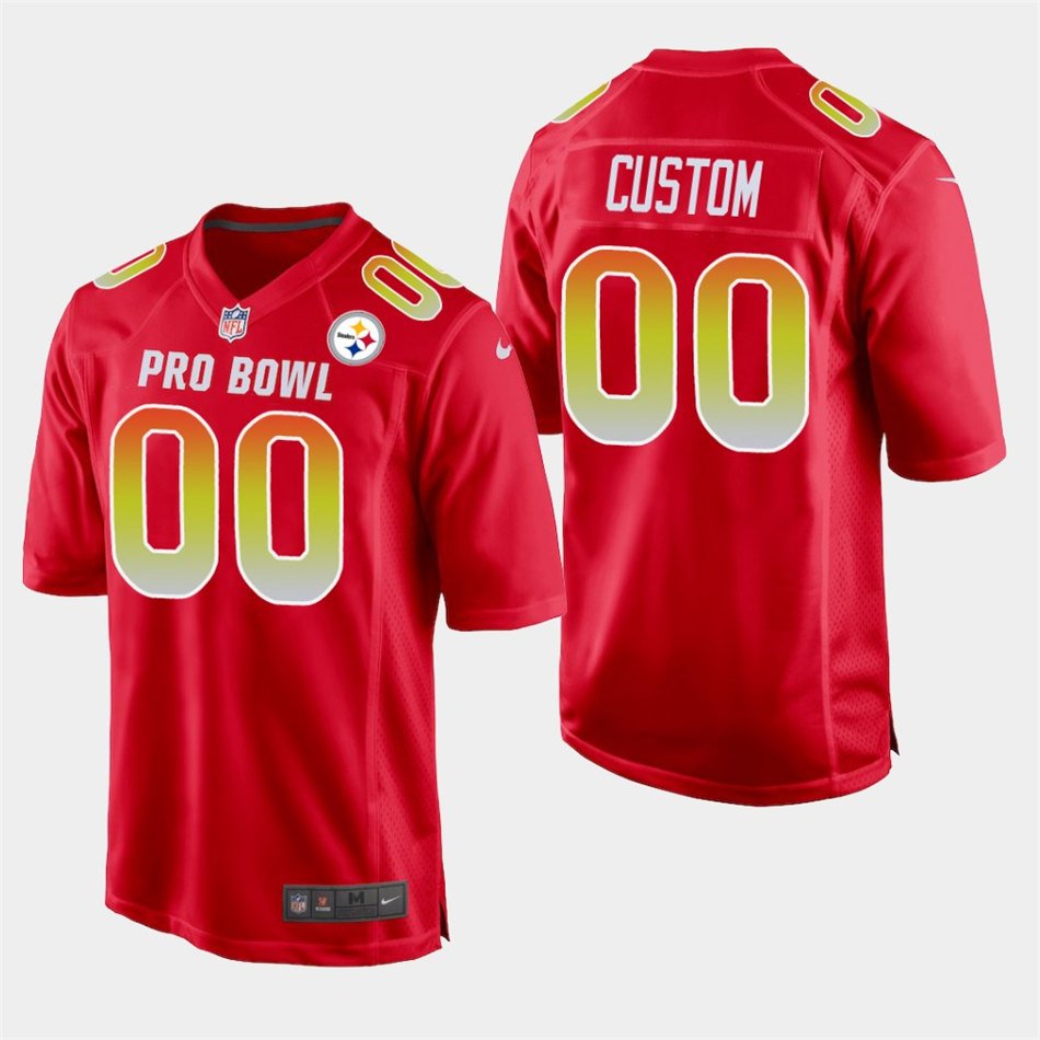 Men's 2019 Pro Bowl Pittsburgh Steelers #00 Custom Name and Number Red AFC Game Jersey
