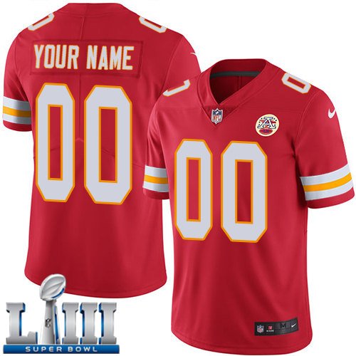 Men's Kansas City Chiefs Custom Name and Numberized Red Custom Name and Number Limited Super Bowl LIII Jersey
