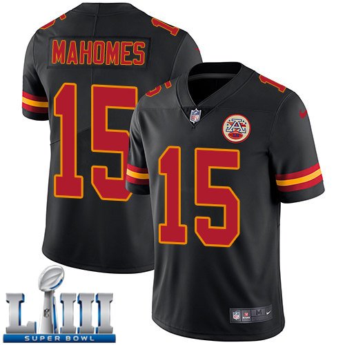 Patrick Mahomes Men's Limited Black Super Bowl LIII Jersey #15 Kansas ...