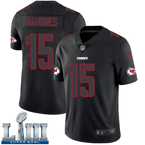 Patrick Mahomes Men's Limited Black Super Bowl LIII Jersey #15 Kansas ...