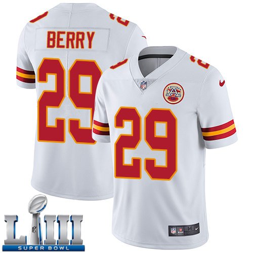 Men's Kansas City Chiefs #29 Eric Berry White Limited Super Bowl LIII Jersey