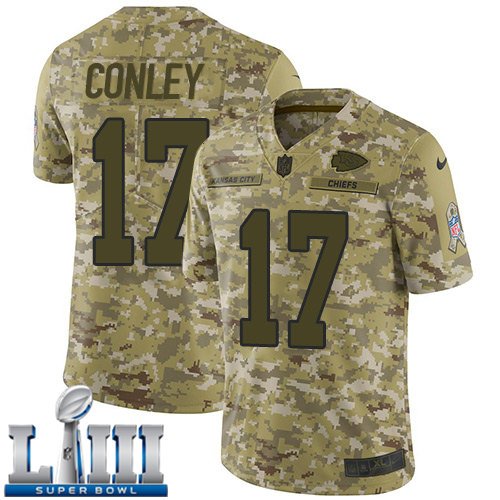 Chris Conley Men's Limited Camo Super Bowl LIII Jersey #17 Kansas City Chiefs