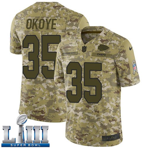 Christian Okoye Men's Limited Camo Super Bowl LIII Jersey #35 Kansas City Chiefs