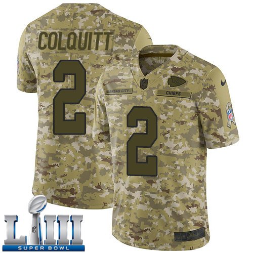 Dustin Colquitt Men's Limited Camo Super Bowl LIII Jersey #2 Kansas City Chiefs