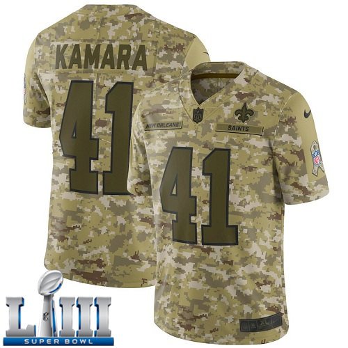 #41 New Orleans Saints Alvin Kamara Limited Men's Camo Super Bowl LIII Jersey