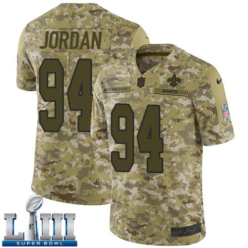 #94 New Orleans Saints Cameron Jordan Limited Men's Camo Super Bowl LIII Jersey