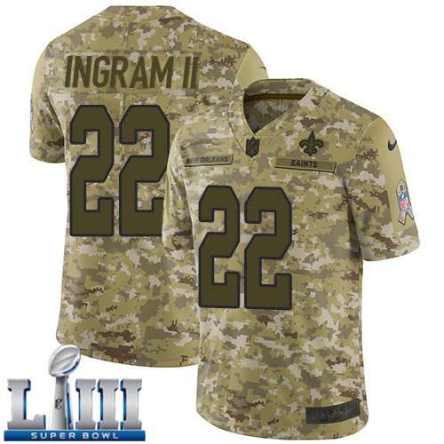 #22 New Orleans Saints Mark Ingram Limited Men's Camo Super Bowl LIII Jersey