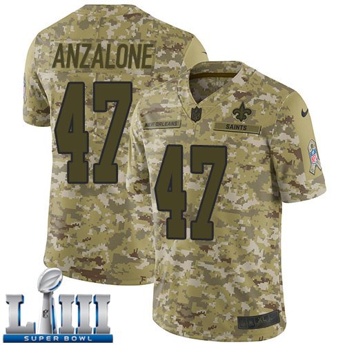 #47 New Orleans Saints Alex Anzalone Limited Men's Camo Super Bowl LIII Jersey